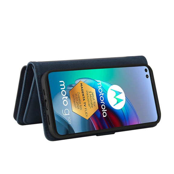 For Motorola Edge S Skin Feel PU + TPU Horizontal Flip Leather Case With Holder & 15 Cards Slot & Wallet & Zipper Pocket & Lanyard(Blue)