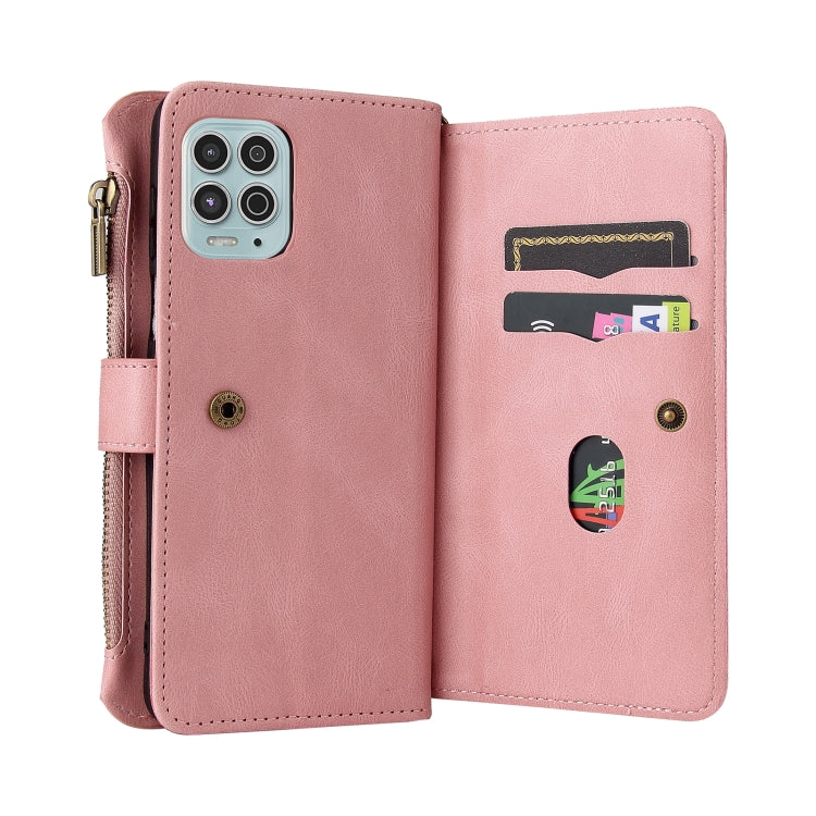 For Motorola Edge S Skin Feel PU + TPU Horizontal Flip Leather Case With Holder & 15 Cards Slot & Wallet & Zipper Pocket & Lanyard(Pink) - Motorola Cases by PMC TechLife | Online Shopping South Africa | PMC TechLife | Buy Now Pay Later Mobicred