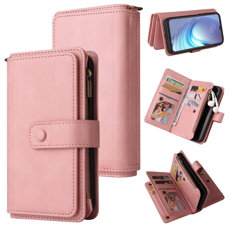 For Motorola Moto G50 Skin Feel PU + TPU Horizontal Flip Leather Case With Holder & 15 Cards Slot & Wallet & Zipper Pocket & Lanyard(Pink) - Motorola Cases by PMC TechLife | Online Shopping South Africa | PMC TechLife | Buy Now Pay Later Mobicred
