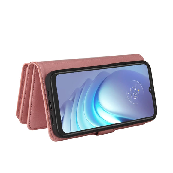 For Motorola Moto G50 Skin Feel PU + TPU Horizontal Flip Leather Case With Holder & 15 Cards Slot & Wallet & Zipper Pocket & Lanyard(Pink)