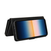 For Sony Xperia 10 III Skin Feel PU + TPU Horizontal Flip Leather Case With Holder & 15 Cards Slot & Wallet & Zipper Pocket & Lanyard(Black)
