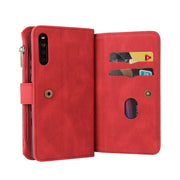 For Sony Xperia 10 III Skin Feel PU + TPU Horizontal Flip Leather Case With Holder & 15 Cards Slot & Wallet & Zipper Pocket & Lanyard(Red)