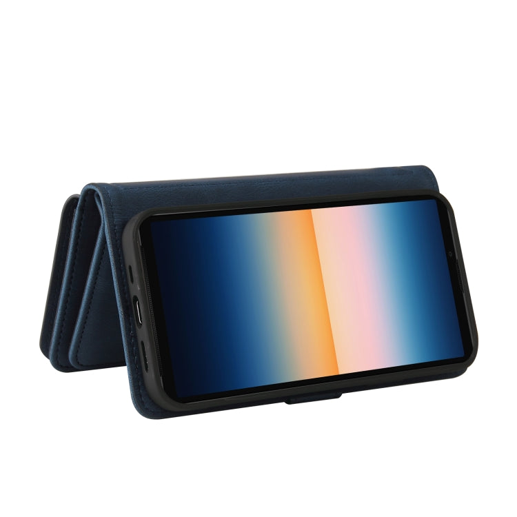 For Sony Xperia 10 III Skin Feel PU + TPU Horizontal Flip Leather Case With Holder & 15 Cards Slot & Wallet & Zipper Pocket & Lanyard(Blue) - Sony Cases by PMC TechLife | Online Shopping South Africa | PMC TechLife | Buy Now Pay Later Mobicred