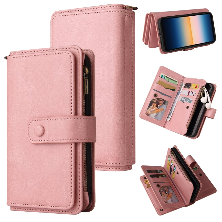For Sony Xperia 10 III Skin Feel PU + TPU Horizontal Flip Leather Case With Holder & 15 Cards Slot & Wallet & Zipper Pocket & Lanyard(Pink) - Sony Cases by PMC TechLife | Online Shopping South Africa | PMC TechLife | Buy Now Pay Later Mobicred