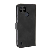 For OPPO Realme C21Y Solid Color Skin Feel Magnetic Buckle Horizontal Flip Calf Texture PU Leather Case with Holder & Card Slots & Wallet(Black)