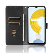 For OPPO Realme C21Y Solid Color Skin Feel Magnetic Buckle Horizontal Flip Calf Texture PU Leather Case with Holder & Card Slots & Wallet(Black)