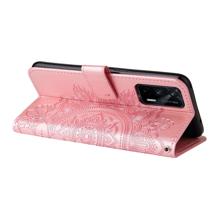 For OPPO Realme GT Master / Realme Q3 Pro 7-petal Flowers Embossing Pattern Horizontal Flip PU Leather Case with Holder & Card Slots & Wallet & Photo Frame(Rose Gold) - Realme Cases by PMC TechLife | Online Shopping South Africa | PMC TechLife | Buy Now Pay Later Mobicred