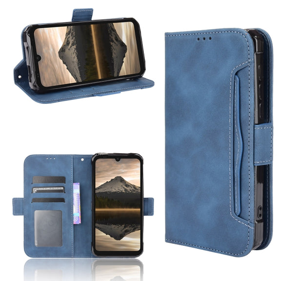 For Doogee S86 / S86 Pro Skin Feel Calf Pattern Horizontal Flip Leather Case with Holder & Card Slots & Photo Frame(Blue)