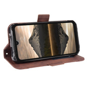 For Doogee S86 / S86 Pro Skin Feel Calf Pattern Horizontal Flip Leather Case with Holder & Card Slots & Photo Frame(Brown)