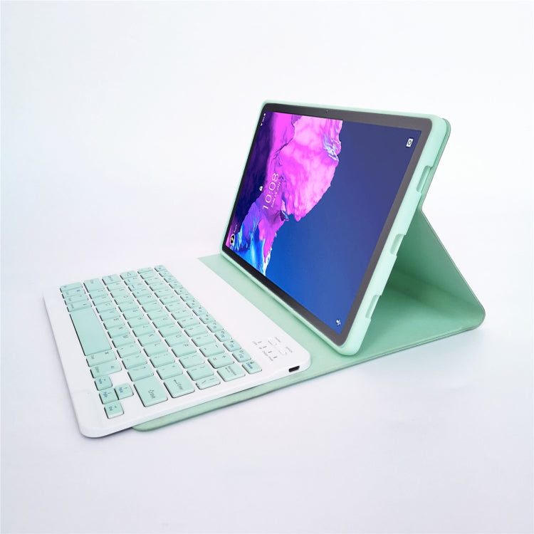 For Lenovo Pad Tab P11 11 inch TB-J606F LX110 Solid Color Detachable Square Keycap Bluetooth Keyboard Leather Tablet Case with Stand(Green) - Lenovo Keyboard by PMC TechLife | Online Shopping South Africa | PMC TechLife