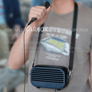 New Rixing NR-3000M Bluetooth 5.0 Portable Karaoke Wireless Bluetooth Speaker with Microphone & Shoulder Strap(Green)