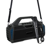 New Rixing NR-6011M Bluetooth 5.0 Portable Outdoor Karaoke Wireless Bluetooth Speaker with Microphone & Shoulder Strap(Blue)