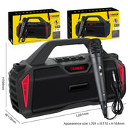 New Rixing NR-6011M Bluetooth 5.0 Portable Outdoor Karaoke Wireless Bluetooth Speaker with Microphone & Shoulder Strap(Black)