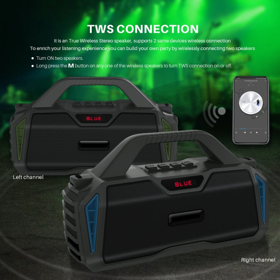 New Rixing NR-6011M Bluetooth 5.0 Portable Outdoor Karaoke Wireless Bluetooth Speaker with Microphone & Shoulder Strap(Black)