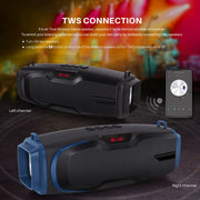 New Rixing NR-6012M Bluetooth 5.0 Portable Outdoor Karaoke Wireless Bluetooth Speaker with Microphone & Shoulder Strap(Black)