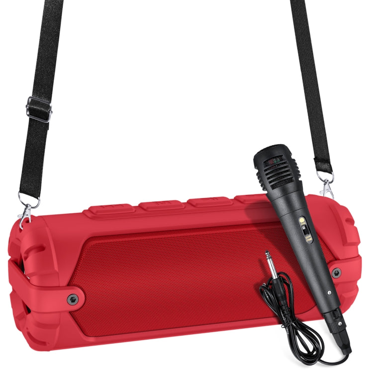 New Rixing NR-6013M Bluetooth 5.0 Portable Outdoor Karaoke Wireless Bluetooth Speaker with Microphone & Shoulder Strap(Red) - free shipping - PMC Jewellery - Order now!
