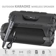 New Rixing NR-6013M Bluetooth 5.0 Portable Outdoor Karaoke Wireless Bluetooth Speaker with Microphone & Shoulder Strap(Green)