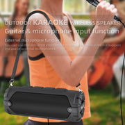 New Rixing NR-6013M Bluetooth 5.0 Portable Outdoor Karaoke Wireless Bluetooth Speaker with Microphone & Shoulder Strap(Black)