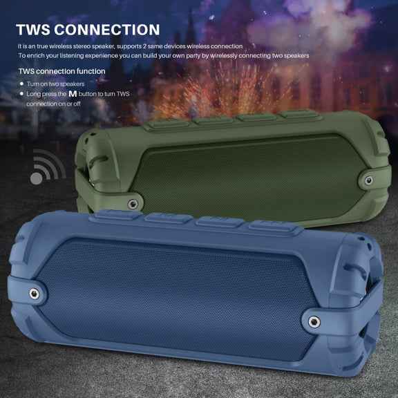 New Rixing NR-6013M Bluetooth 5.0 Portable Outdoor Karaoke Wireless Bluetooth Speaker with Microphone & Shoulder Strap(Blue)