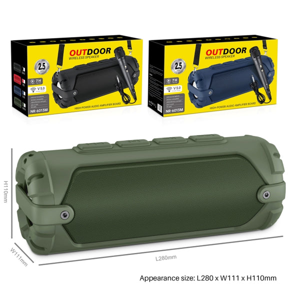 New Rixing NR-6013M Bluetooth 5.0 Portable Outdoor Karaoke Wireless Bluetooth Speaker with Microphone & Shoulder Strap(Blue)