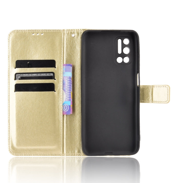 For Doogee N40 Pro Crazy Horse Texture Horizontal Flip Leather Case with Holder & Card Slots & Lanyard(Gold)