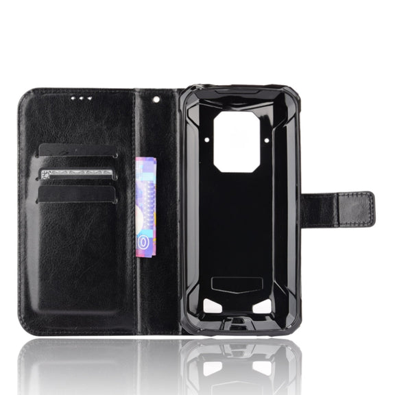 For Doogee S86 / S86 Pro Crazy Horse Texture Horizontal Flip Leather Case with Holder & Card Slots & Lanyard(Black)
