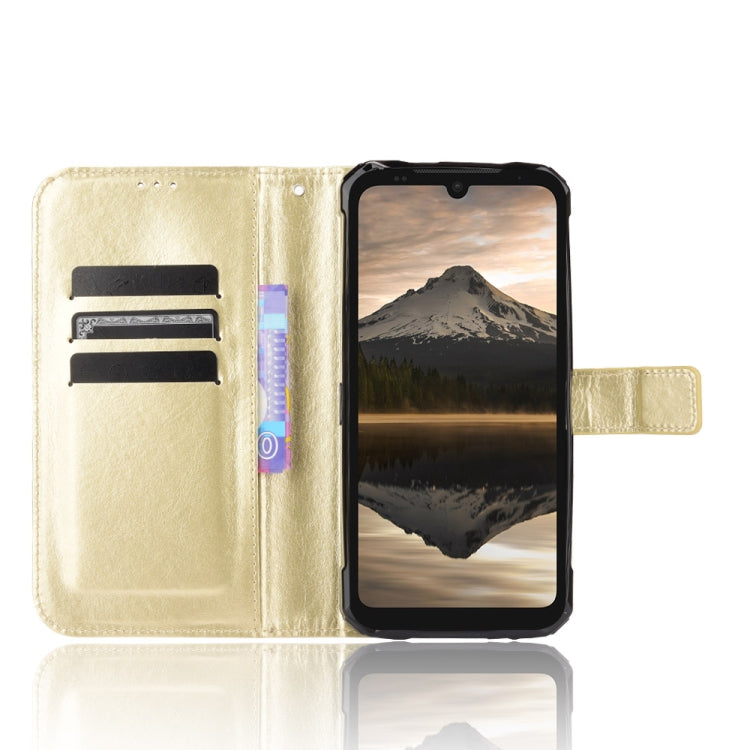 For Doogee S86 / S86 Pro Crazy Horse Texture Horizontal Flip Leather Case with Holder & Card Slots & Lanyard(Gold)