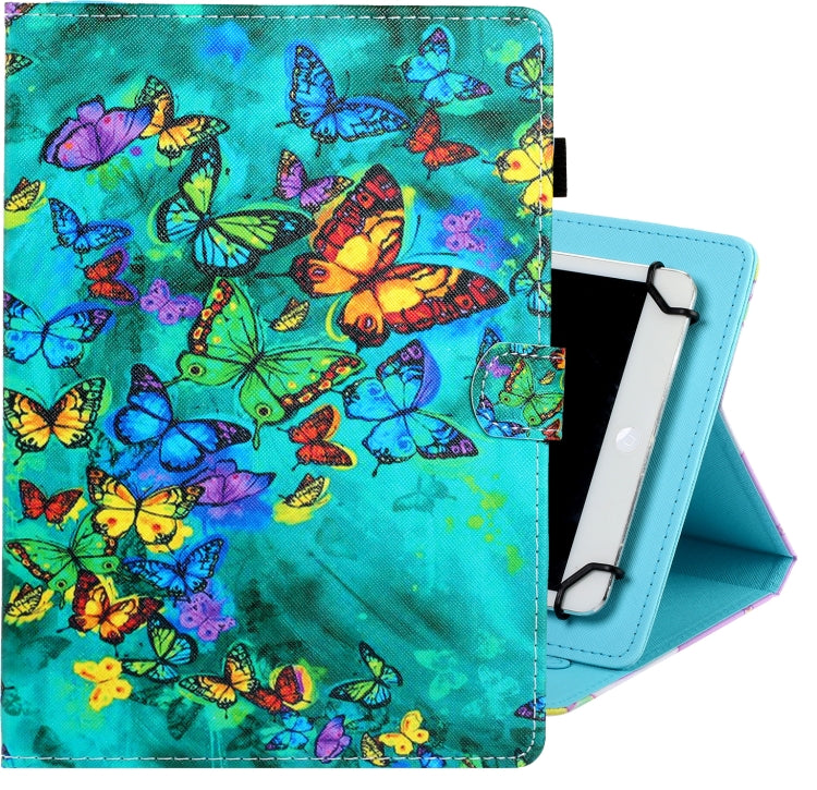 10 inch Universal Colored Drawing Horizontal Flip PU Leather Case with Holder & Card Slot(Green Butterfly) - free shipping - PMC Jewellery - Order now!