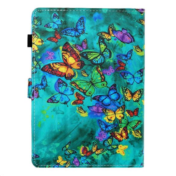 10 inch Universal Colored Drawing Horizontal Flip PU Leather Case with Holder & Card Slot(Green Butterfly)