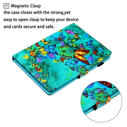 10 inch Universal Colored Drawing Horizontal Flip PU Leather Case with Holder & Card Slot(Green Butterfly) - free shipping - PMC Jewellery - Order now!