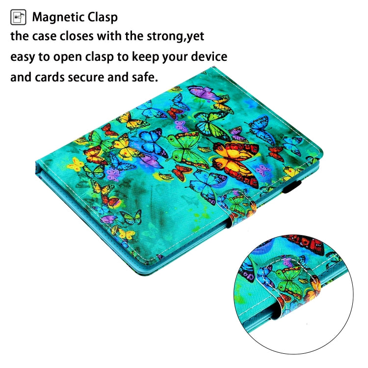 10 inch Universal Colored Drawing Horizontal Flip PU Leather Case with Holder & Card Slot(Green Butterfly)