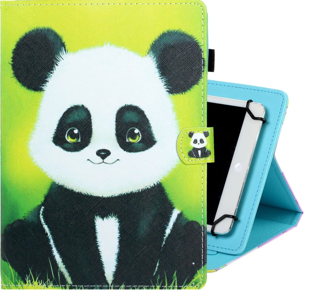 10 inch Universal Colored Drawing Horizontal Flip PU Leather Case with Holder & Card Slot(Panda)