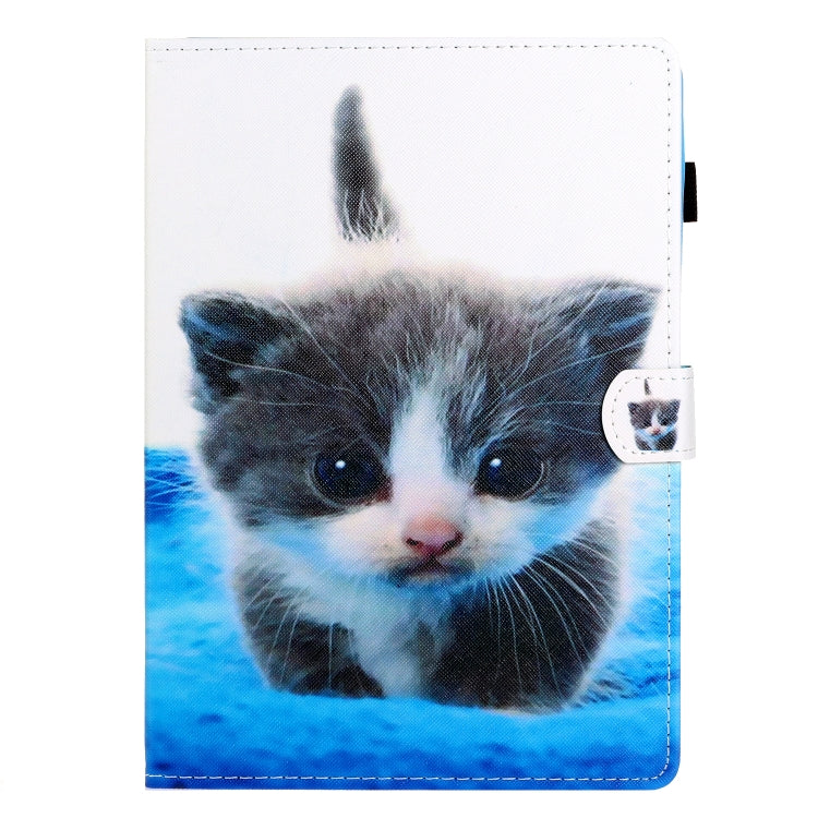 10 inch Universal Colored Drawing Horizontal Flip PU Leather Case with Holder & Card Slot(Blue White cat) - 10 - 11 inch by PMC Jewellery | Online Shopping South Africa | PMC Jewellery | Buy Now Pay Later Mobicred