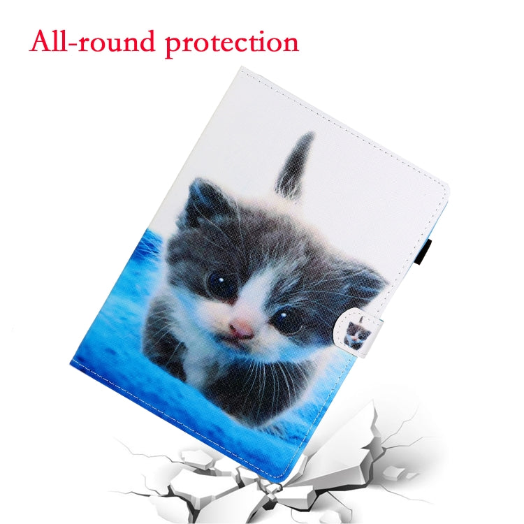 10 inch Universal Colored Drawing Horizontal Flip PU Leather Case with Holder & Card Slot(Blue White cat) - 10 - 11 inch by PMC Jewellery | Online Shopping South Africa | PMC Jewellery | Buy Now Pay Later Mobicred
