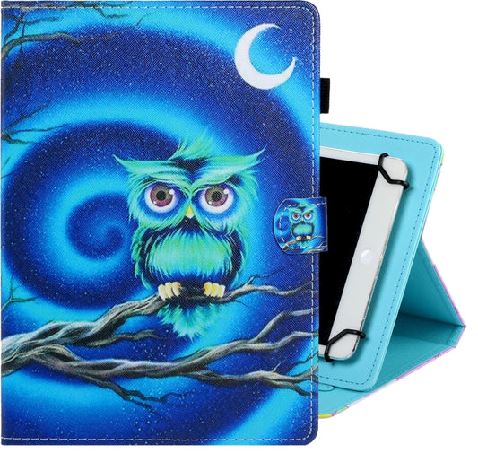 10 inch Universal Colored Drawing Horizontal Flip PU Leather Case with Holder & Card Slot(Moon Owl) - 10 - 11 inch by PMC Jewellery | Online Shopping South Africa | PMC Jewellery | Buy Now Pay Later Mobicred