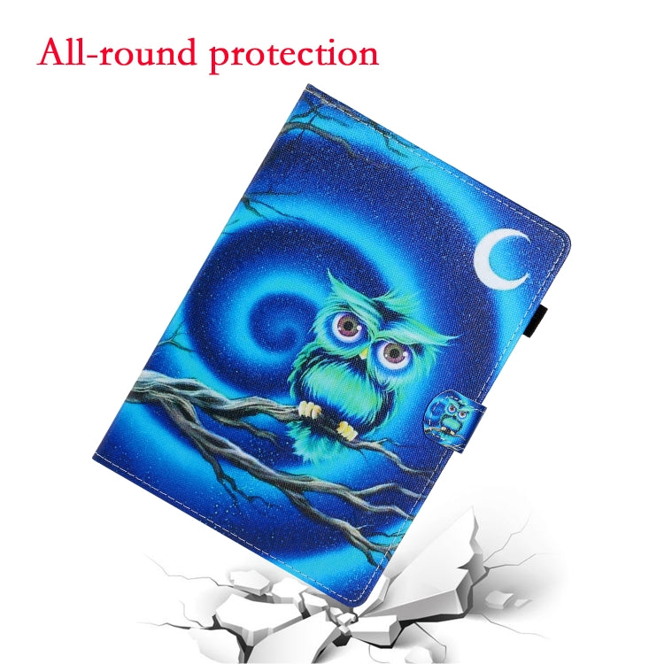 10 inch Universal Colored Drawing Horizontal Flip PU Leather Case with Holder & Card Slot(Moon Owl) - 10 - 11 inch by PMC Jewellery | Online Shopping South Africa | PMC Jewellery | Buy Now Pay Later Mobicred