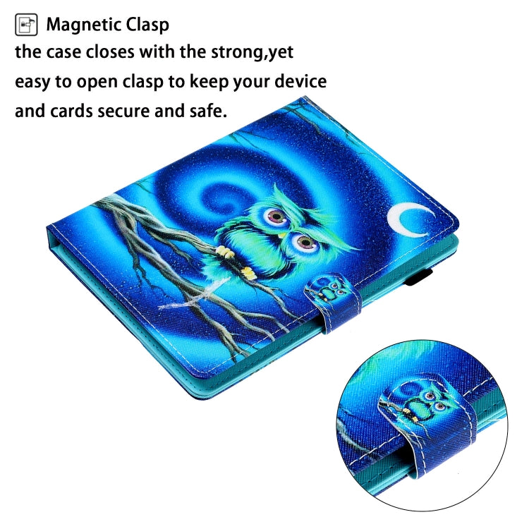10 inch Universal Colored Drawing Horizontal Flip PU Leather Case with Holder & Card Slot(Moon Owl) - 10 - 11 inch by PMC Jewellery | Online Shopping South Africa | PMC Jewellery | Buy Now Pay Later Mobicred