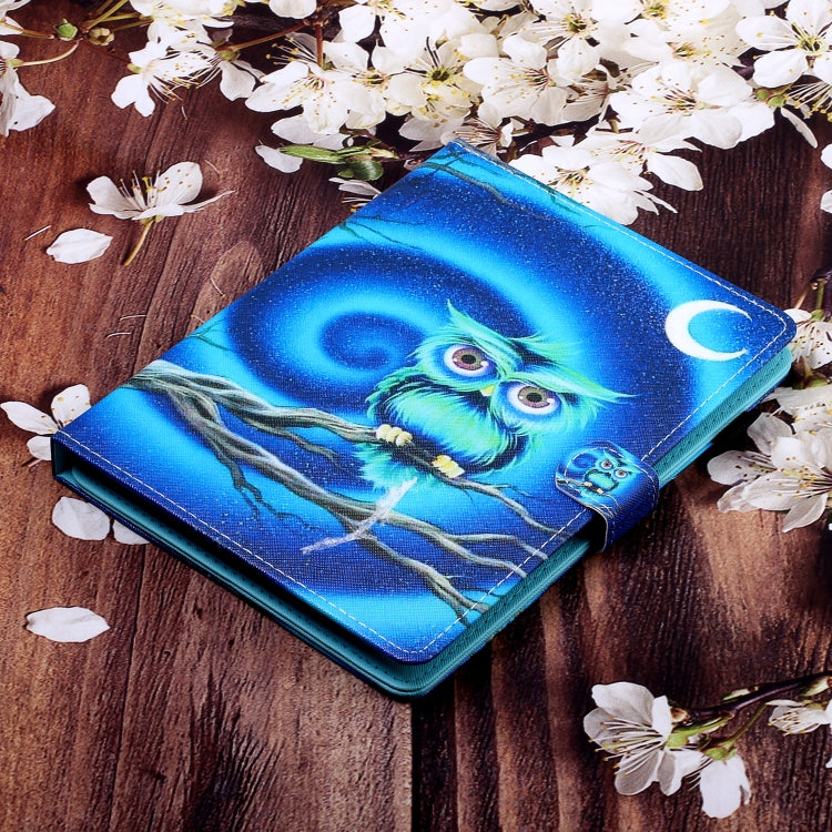 10 inch Universal Colored Drawing Horizontal Flip PU Leather Case with Holder & Card Slot(Moon Owl) - 10 - 11 inch by PMC Jewellery | Online Shopping South Africa | PMC Jewellery | Buy Now Pay Later Mobicred