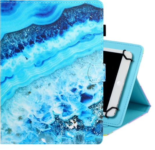 10 inch Universal Colored Drawing Horizontal Flip PU Leather Case with Holder & Card Slot(Blue Marble) - 10 - 11 inch by PMC Jewellery | Online Shopping South Africa | PMC Jewellery | Buy Now Pay Later Mobicred
