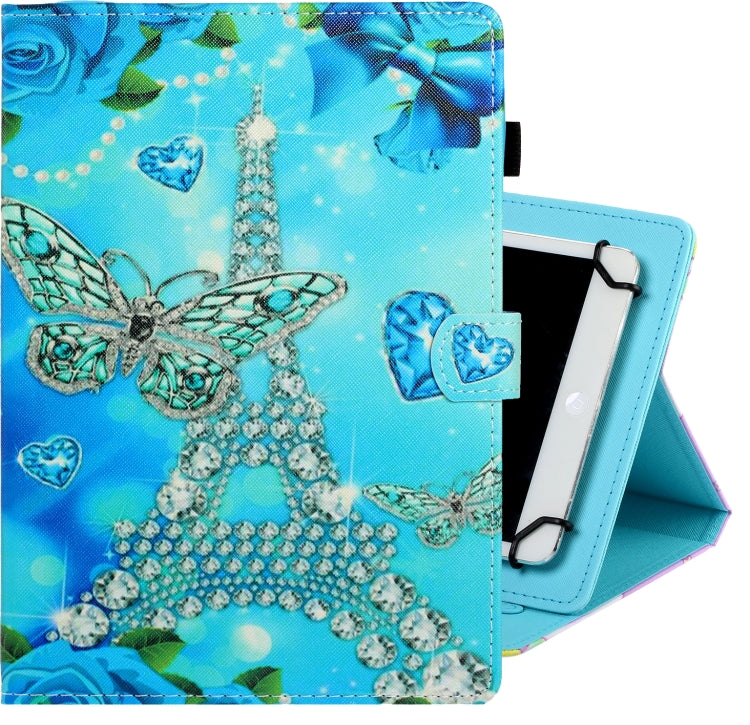 10 inch Universal Colored Drawing Horizontal Flip PU Leather Case with Holder & Card Slot(Butterfly Tower) - 10 - 11 inch by PMC Jewellery | Online Shopping South Africa | PMC Jewellery | Buy Now Pay Later Mobicred