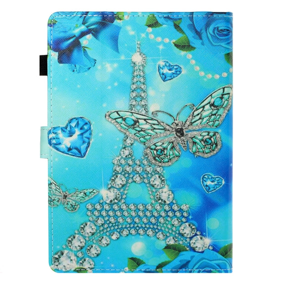 10 inch Universal Colored Drawing Horizontal Flip PU Leather Case with Holder & Card Slot(Butterfly Tower)