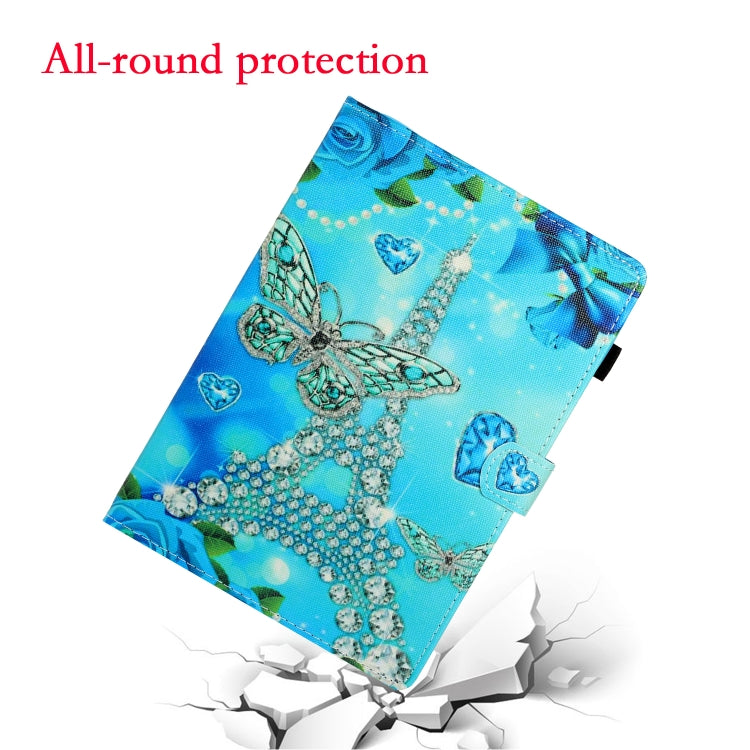 10 inch Universal Colored Drawing Horizontal Flip PU Leather Case with Holder & Card Slot(Butterfly Tower)