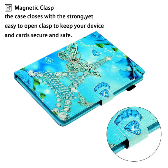 10 inch Universal Colored Drawing Horizontal Flip PU Leather Case with Holder & Card Slot(Butterfly Tower)