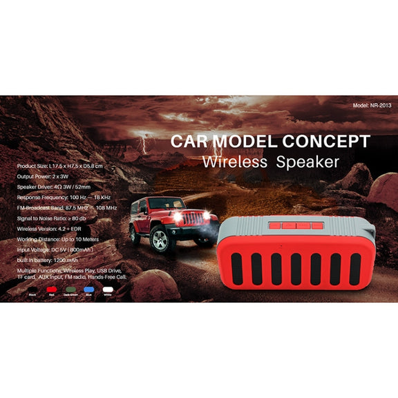 NewRixing NR-2013 TWS Car Exhaust Duct-shaped Bluetooth Speaker(Black)