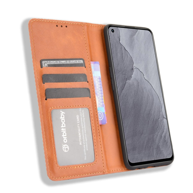 For OPPO Realme GT Master Magnetic Buckle Retro Pattern Horizontal Flip Leather Case with Holder & Card Slot & Wallet(Brown) - free shipping - PMC TechLife - Order now!