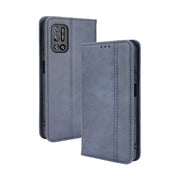 For Doogee N40 Pro Magnetic Buckle Retro Pattern Horizontal Flip Leather Case with Holder & Card Slot & Wallet(Blue)