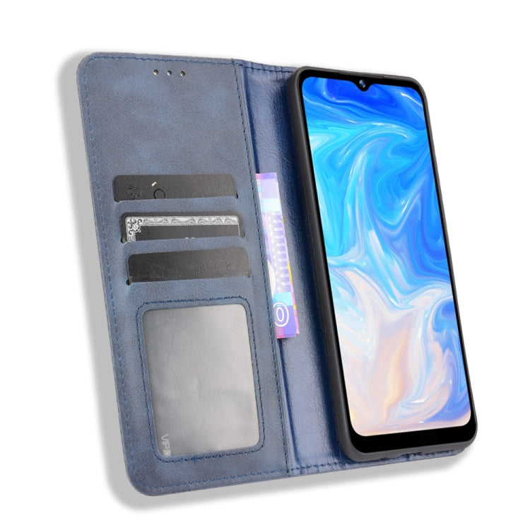 For Doogee N40 Pro Magnetic Buckle Retro Pattern Horizontal Flip Leather Case with Holder & Card Slot & Wallet(Blue) - More Brand by PMC TechLife | Online Shopping South Africa | PMC TechLife | Buy Now Pay Later Mobicred