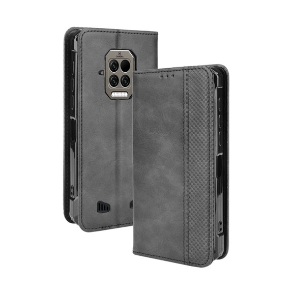 For Doogee S86 / S86 Pro Magnetic Buckle Retro Pattern Horizontal Flip Leather Case with Holder & Card Slot & Wallet(Black)