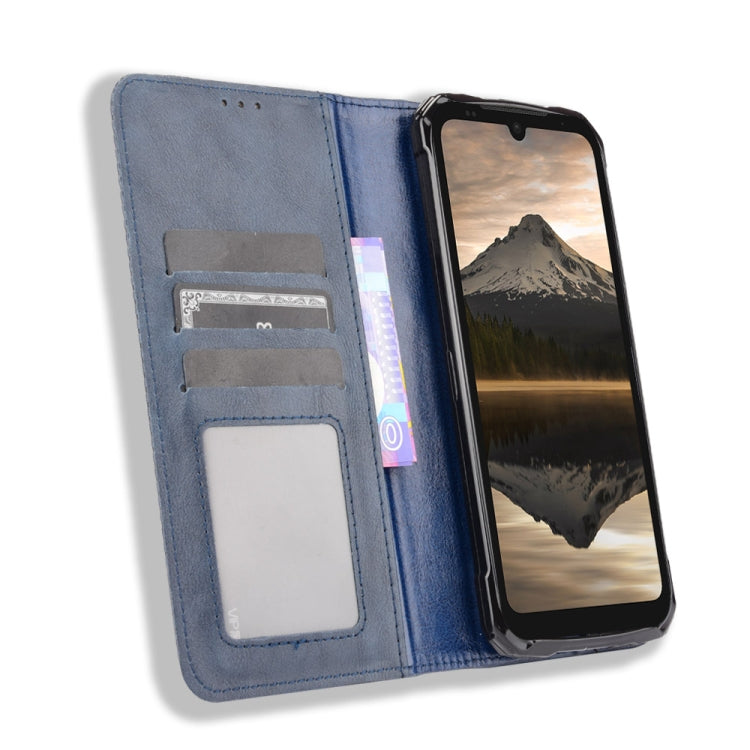 For Doogee S86 / S86 Pro Magnetic Buckle Retro Pattern Horizontal Flip Leather Case with Holder & Card Slot & Wallet(Blue)