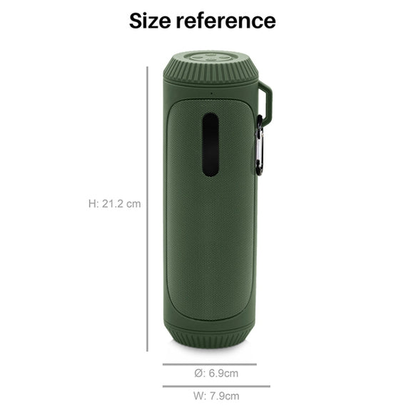 NewRixing NR-4016A TWS Outdoor Splashproof Bluetooth Speaker with Carabiner Handle & SOS Flashlight(Green)